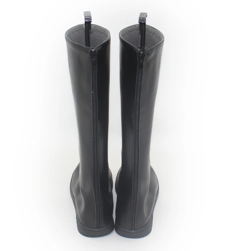 Buty do kostiumu Mulan Shan Yu, czarne, ręcznie robione, ze skóry ekologicznej, na Halloween, buty imprezowe.