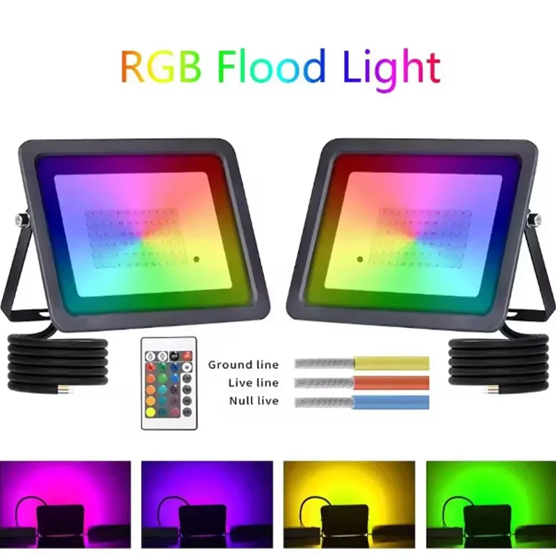 

7-цветный RGB-светильник для деревьев с дистанционным управлением, уличный ландшафтный прожектор, светодиодный, с высокой яркостью, с режимами цвета, для ночной атмосферы и декора