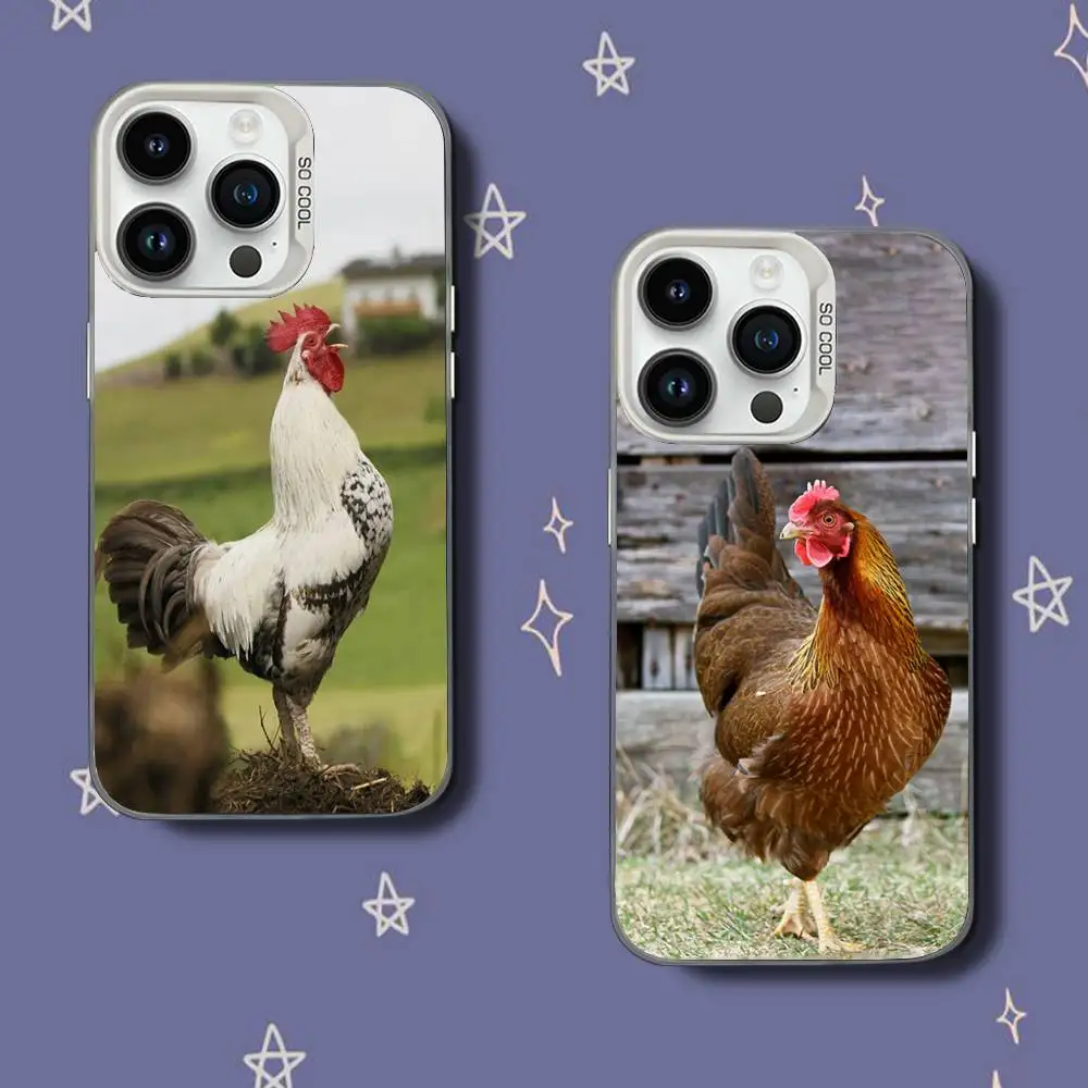

Animal H-Hen R-Rooster Phone Case For iPhone 17,16,15,14,13,12,11,Pro,XS,Max,Plus,Mini,SE White Candy Matte Shockproof Cover