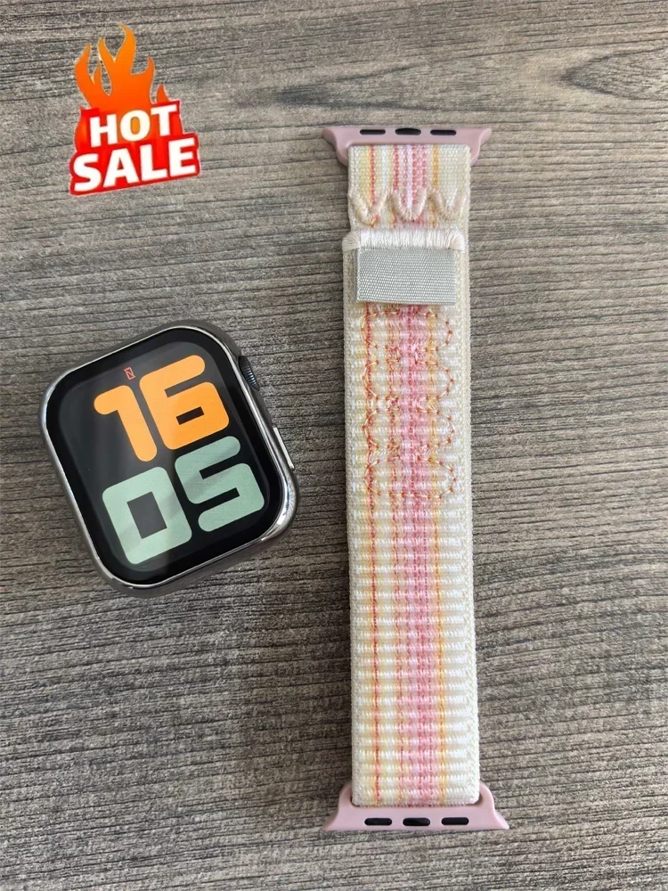 Apple Watchバンド用ナイロンスポーツループ 49mm 45mm 44mm 織りブレスレット iWatch S10 9 8 7 6 5 4 3 se2 Ultra 2 46mm 41mm 42mm ストラップ