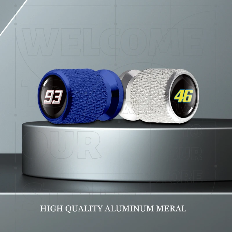 لرقم. 93 46 MotoGP ياماها دوكاتي شعار 4 قطعة دراجة نارية سيارة عجلة الإطارات صمام الألومنيوم قبعات الإطارات الجذعية يغطي الغبار مقاوم للماء #2