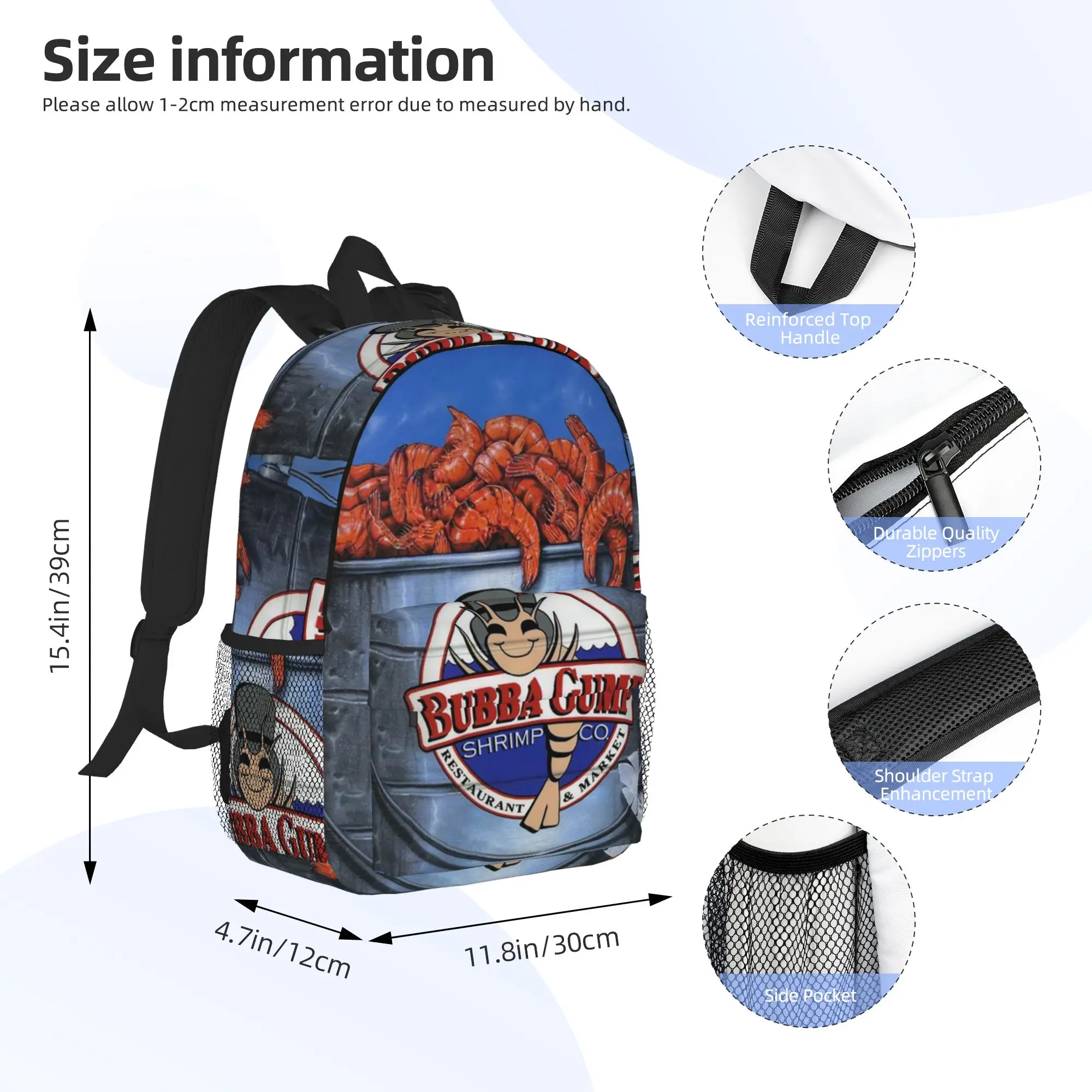 Bubba Gump Shrimp Forrest Movie Backpack Hot Sale Daypack Large Capacity Boy Girl BookBag Shoulder Bags for Men Women School Bag