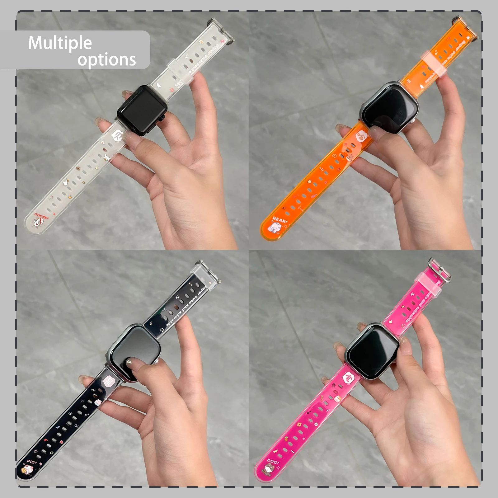 

Transparent Word Series Strap for Apple Watch 10 9 8 7 Band Replaceable Bracelet for iWatch 46mm 42mm 41mm 40mm Watchband