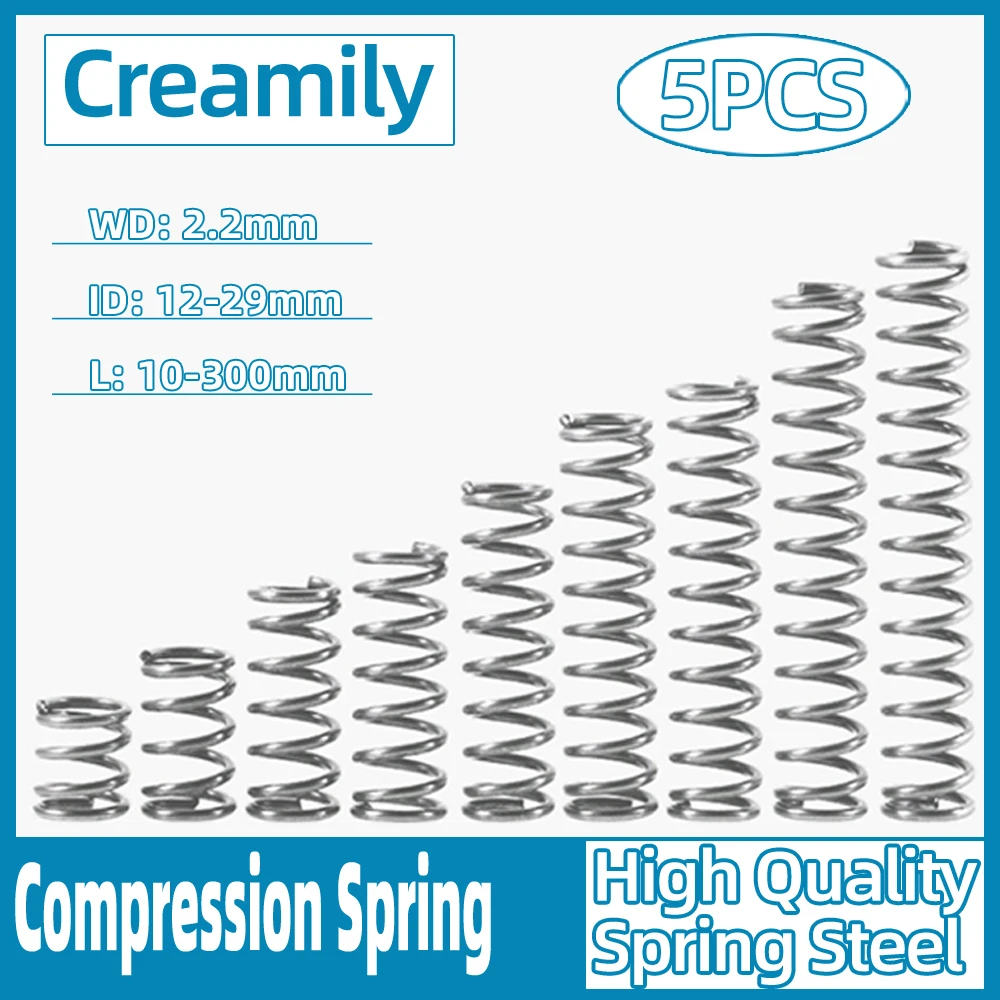 

Creamily 5PCS Pressure Spring Stainless Steel Compression Spring Household Maintenance Tools Accessories Wire Diameter 2.2mm