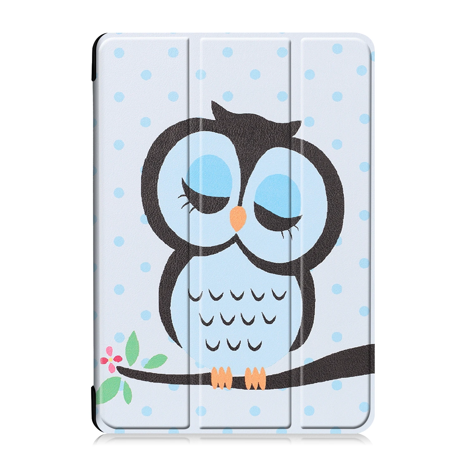 حافظة حماية جلدية بحامل ثلاثي الطي بطباعة نمط مقاوم للغبار لجهاز Lenovo Tab M10 TB-X605F TB-X505F - بومة النوم