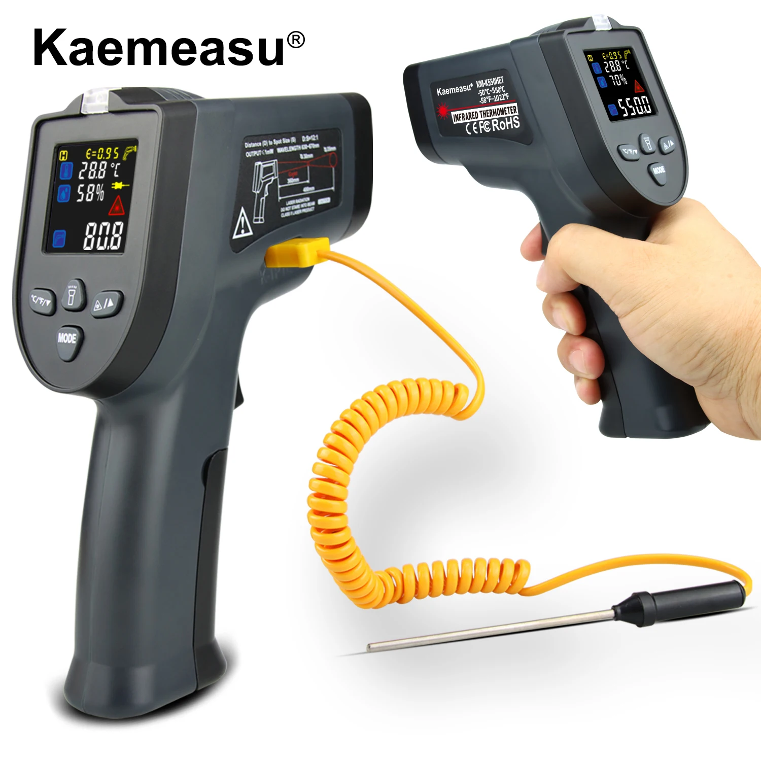 Double Laser Non-Contact Thermometro Gun Industrial high temperature meter termometro Digital Infrared Thermometer