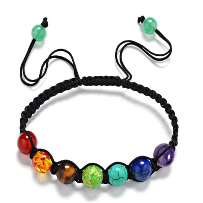 

8mm 7 Chakra Bracelet Ethnic Wrap Women Semi-Precious Stones Handmade Cuff Beaded Men's Party Mala