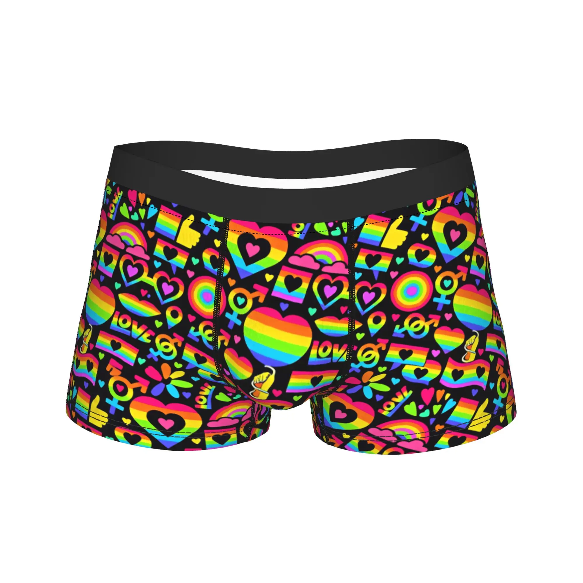 Neon Pride Seamless Pattern Underwear  Men Panties Printed Comfortable Trunk Trenky Shorts Briefs Plus Size