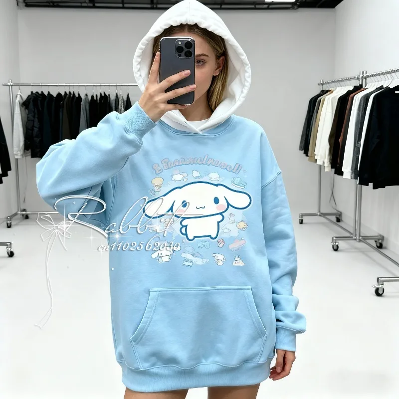 2025 New Hello Kitty Kuromi Fashion Y2k Pop Hoodie for Girls Campus Sports and Leisure Korean Girls' Hoodie Parent Child Gift