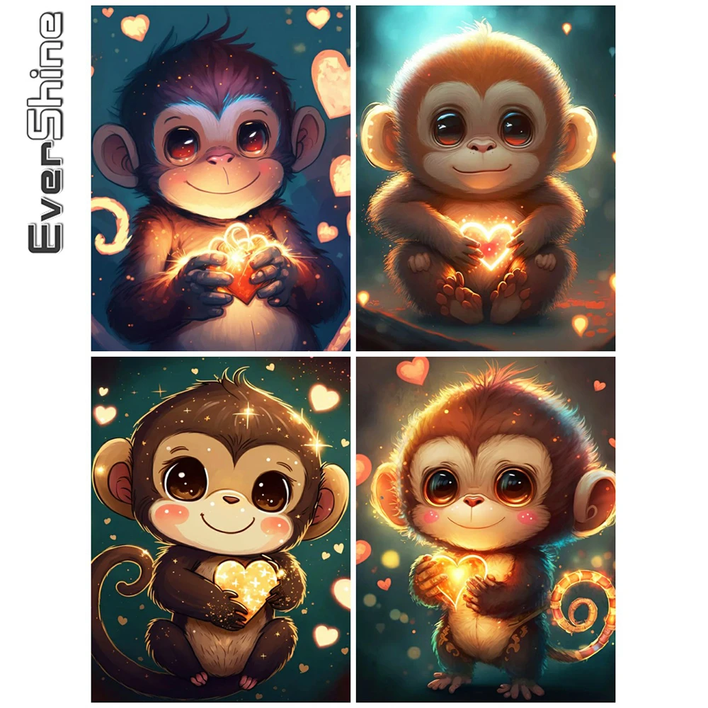 Ever shine Tier Diamant Malerei Affe Kreuz stich Kit Mosaik komplette Kit Diamant Kunst Stickerei Cartoon Aufkleber für Kinder