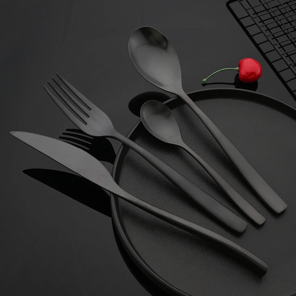 

High-Grade Matte Black Flatware Tableware Cutlery Set 18/10 Stainless Steel Dinnerware Kitchen Fork Spoon Knife Silverware Set