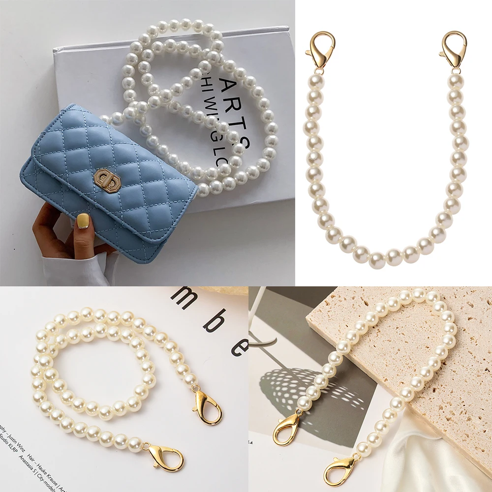 Fashion Pearl Belt Shoulder Bag Straps Long Beaded Chain DIY purse Replacement Pearl Strap Bags Handbag Handles