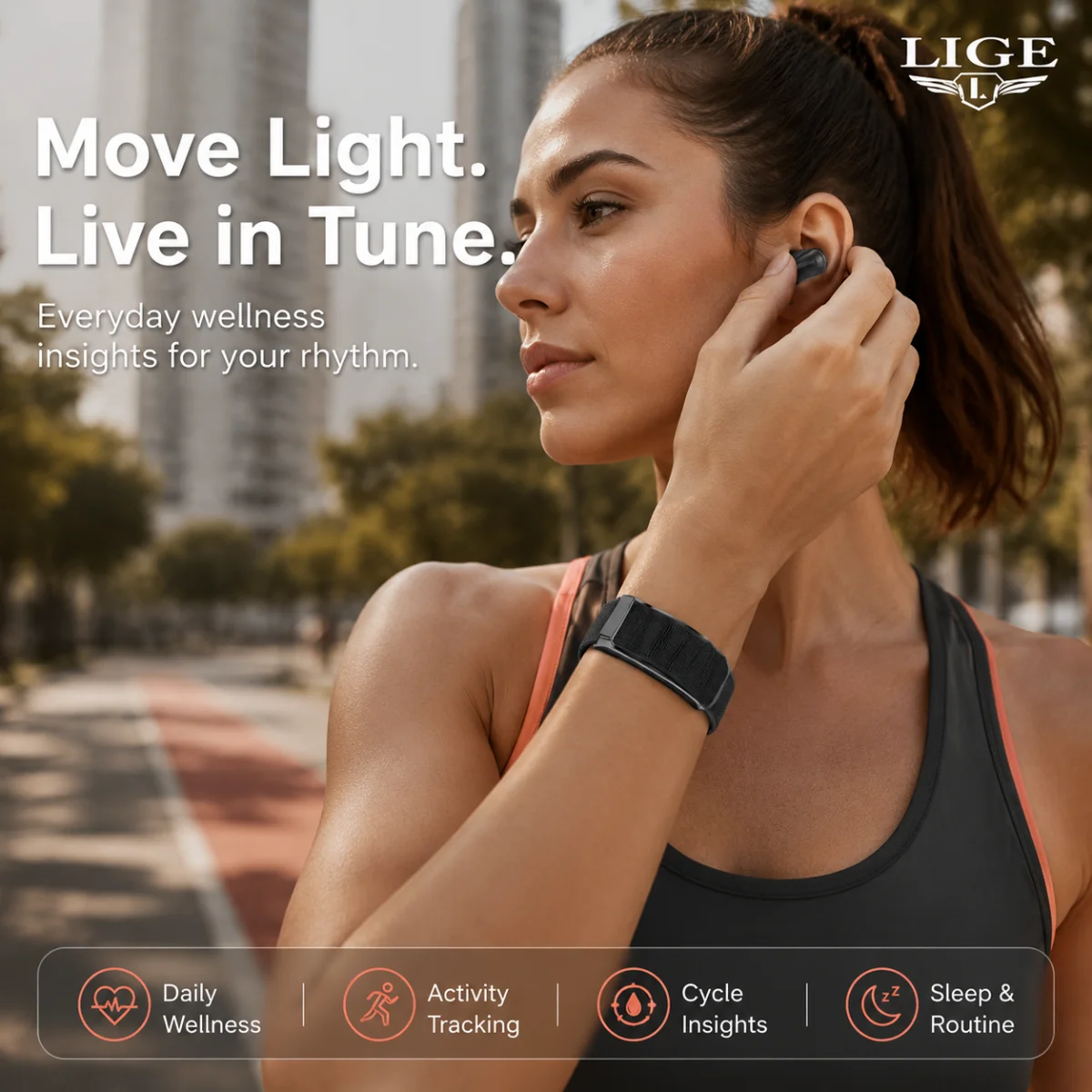 LIGE Smartband No Screen Health Bracelet Heart Rate Blood Pressure Monitor Call Reminder Smart Watch Sport Band Fitness Tracker