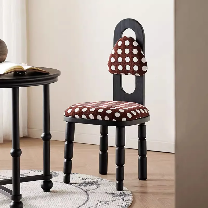French retro style solid wood dining chair household simple modern back chair