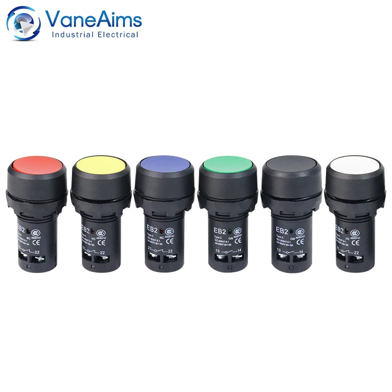 

22mm EB2 Power Push Button Switch On Off 5A Momentary Latching Self locking Electric Button Start Stop without fixation VaneAims