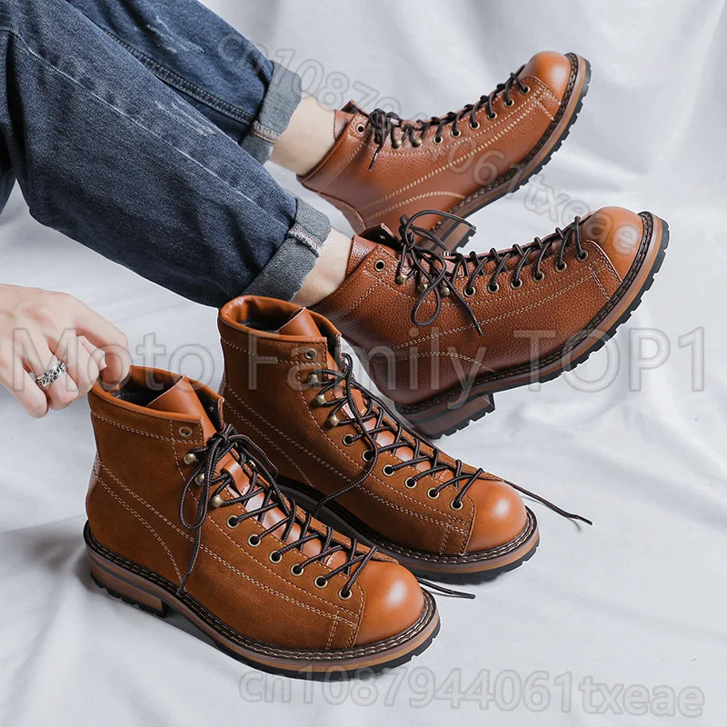Retro fashion trend outdoor tooling boots autumn new youth versatile tide men's boots motorcycle shoes botas motocross