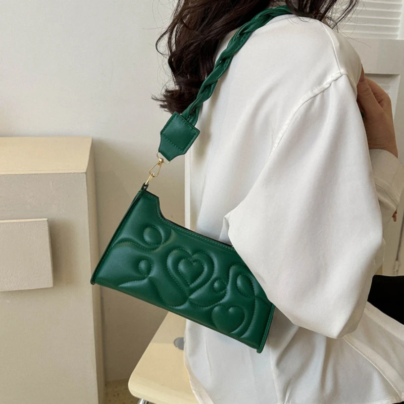 Quilted Pattern  Bag, Solid Color Shoulder Bag, All-Match Zipper Bag