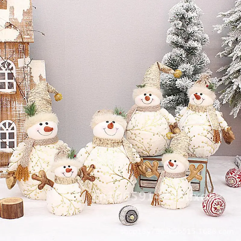 

Long Fluffy Printed Fabric Christmas Hat Ornament for Snowman Doll Pointed round Design Christmas Decorations Gift
