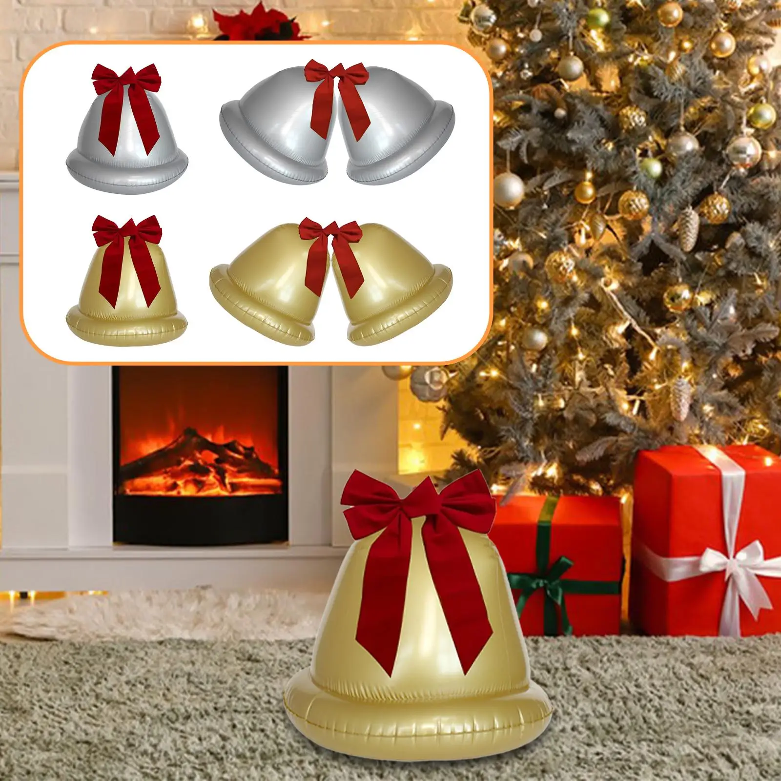 جرس عيد الميلاد القابل للنفخ، زخرفة كروية قابلة للنفخ، لوازم الحفلات متعددة الأغراض، ديكور عيد الميلاد لنافذة المتجر، الباب الأمامي، عطلة #4