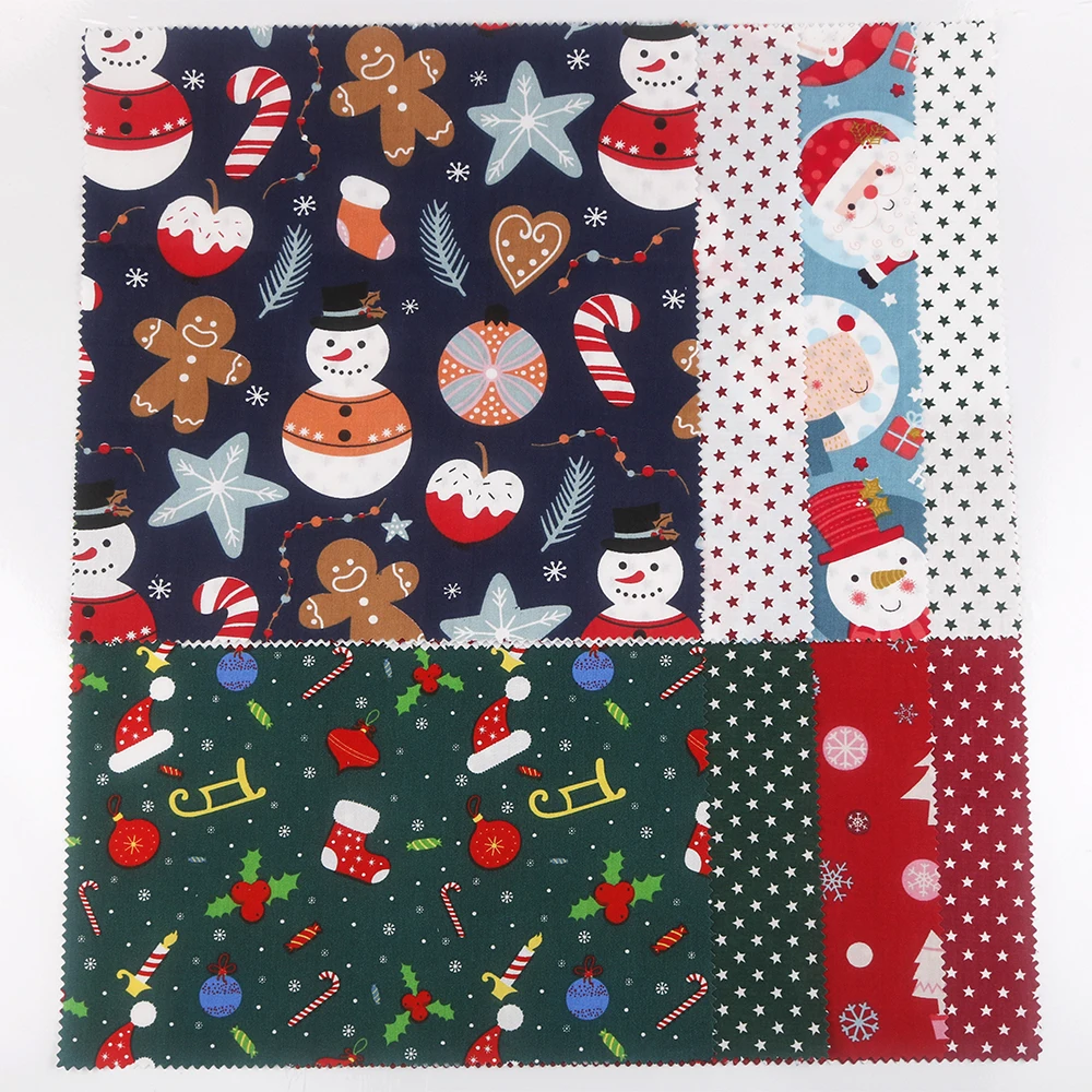 Random Christmas Set,Printed Cotton Twill Fabric Patchwork,Square Shape Cloth Bundle For DIY Handmade Sewing&Quilting Material
