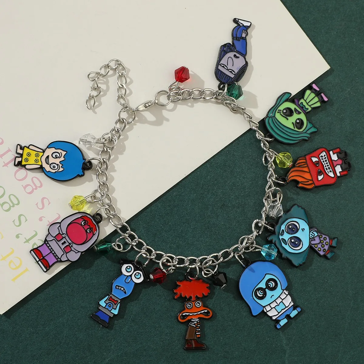 

New Inside Out 2 Bracelet Cartoon Anxiety Joy Sadness Anger Disgust Fear DIY Alloy Oil Drop Pendant Jewelry Bracelet