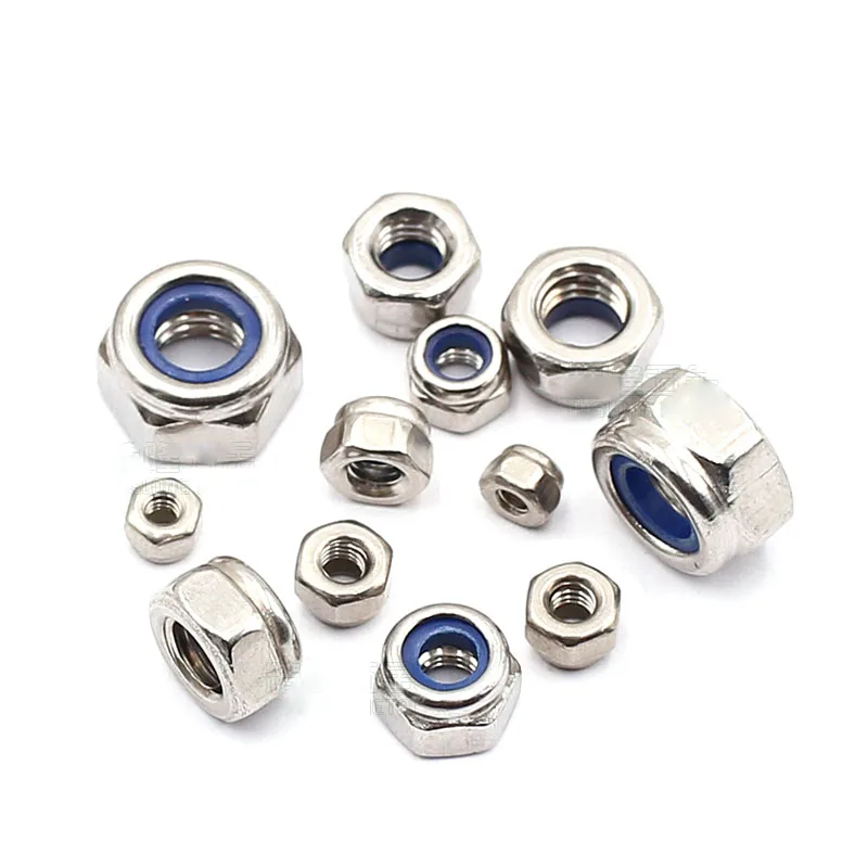 

10Pcs M2 M2.5 M3 M4 M5 M6 304 Stainless Steel Hex Nylon Hexagonal Nut Insert Lock Nut Anti Vibration/Anti Loosening Locknut