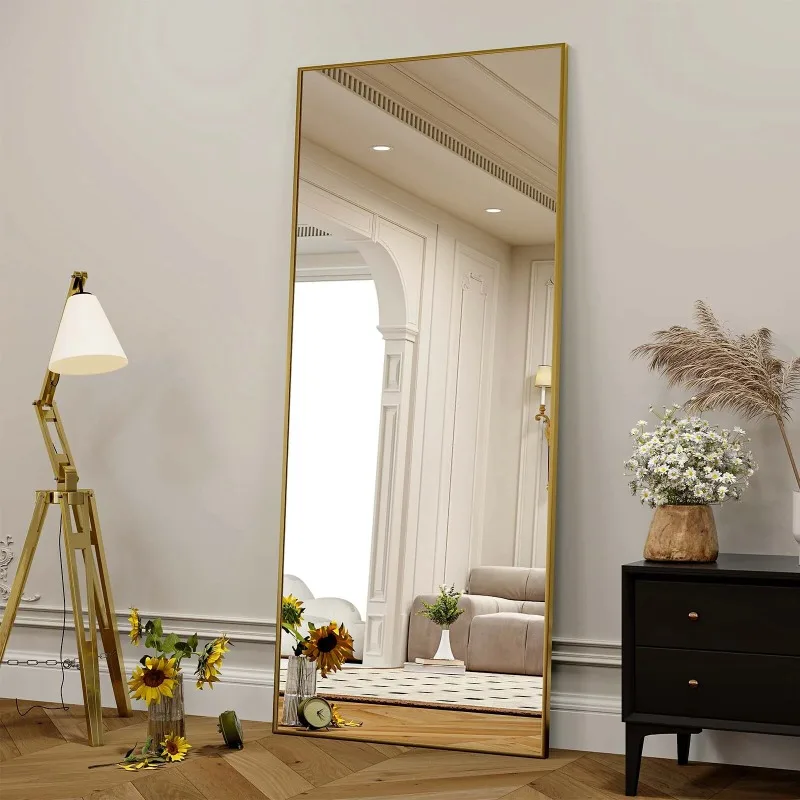 

71"x 26" Full Length Dressing Mirror Rectangled Floor Standing Mirror Wall Mounted, Gold