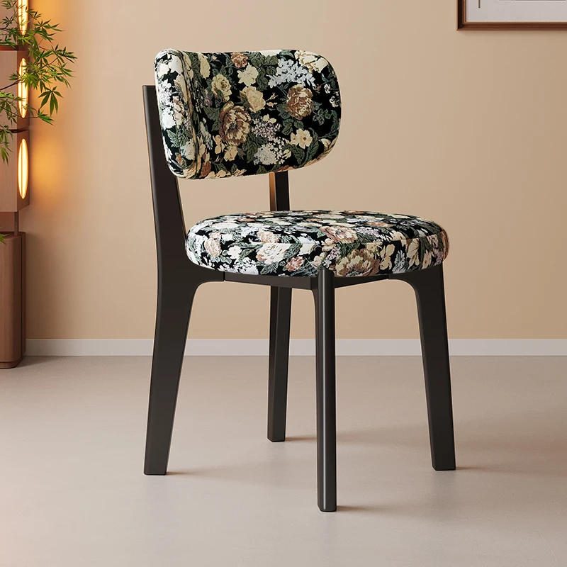 Nordic Solid Wood Dining Chair Light-Luxury Minimalist Mid-Century Design Leather Upholstery Foldable Rotatable for Dining