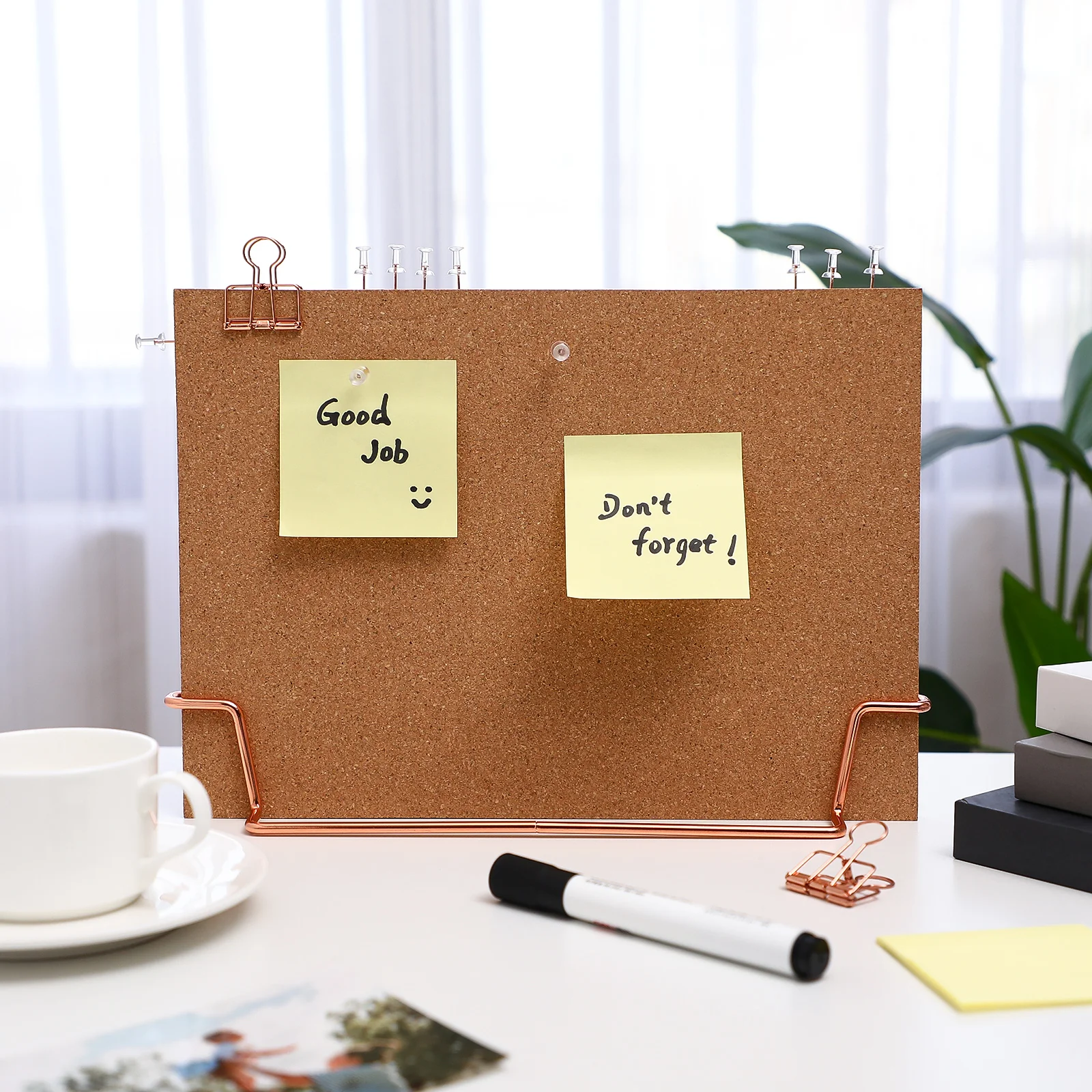 Bulletin Board Kurk Memo voor Bureau Desktop met Standaard Staande Pin Kantoor Houten Bamboe