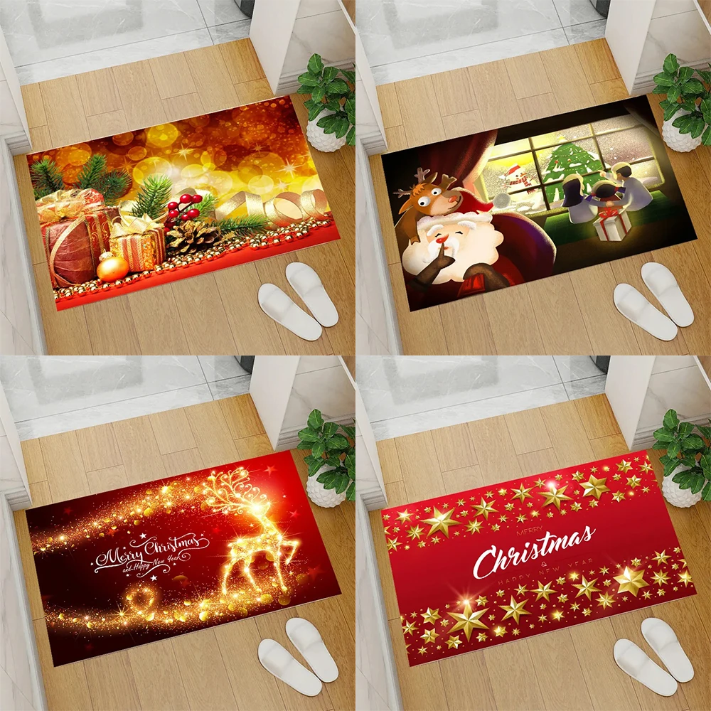 Red Christmas Cartoon Santa Claus Home Decoration Living Room Entrance Entrance Carpet Bedroom Bathroom Floor Mat