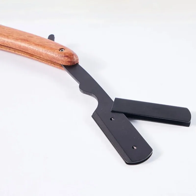 수염 면도기 로즈우드 접이식 스테인레스 스틸 수염 면도기 얼굴 면도 남성용 휴대용 접이식 면도기