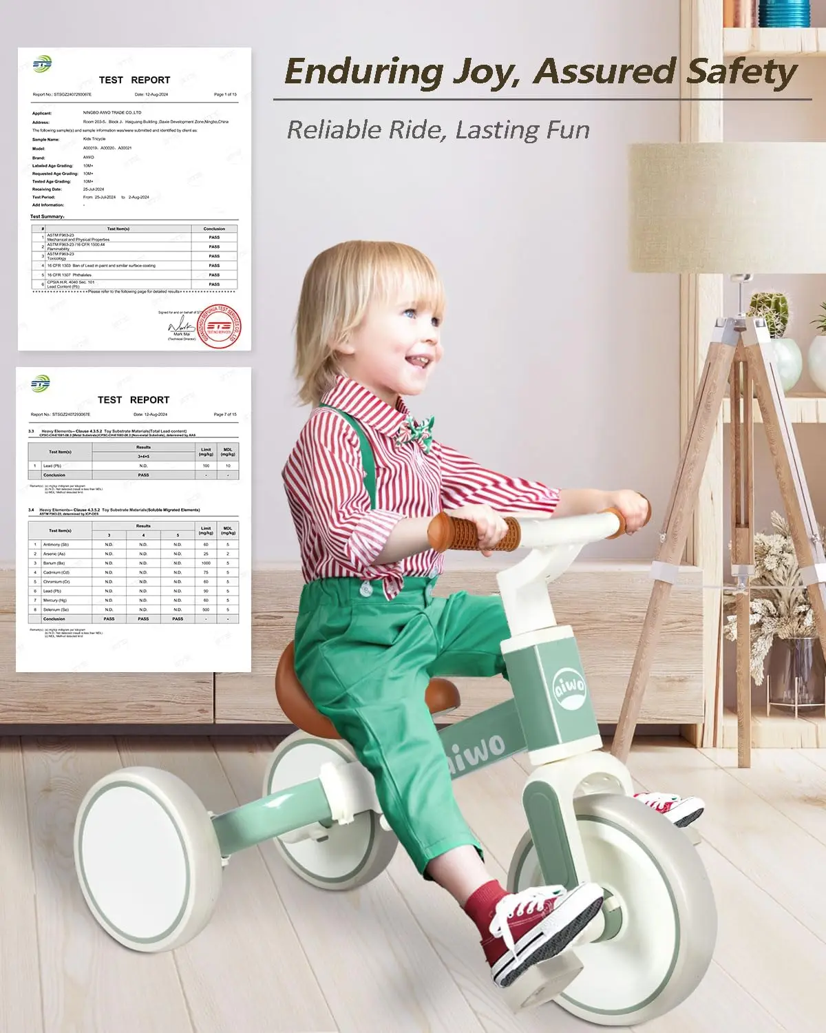 5in1 Tricycle for Toddlers 1-3, Toddler Balance Bike for 1 to 4 Year Old Kids Boys Girls First Gift, Ride-on Toys Toddler Bike w