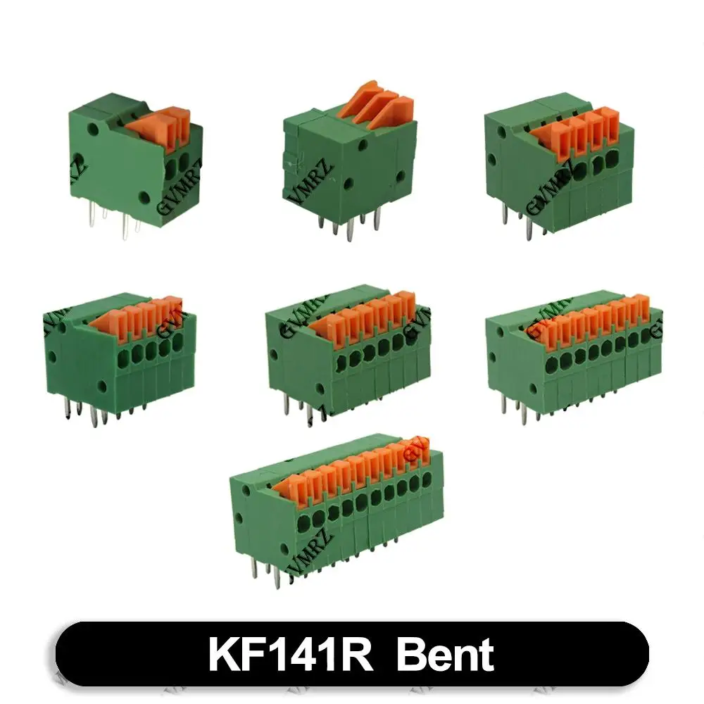 5PCS 2/3/4/5/6/7/8 KF141V KF141R 2.54mm Pitch Straight&Bent Push-in Spring Screwless Terminal Block Foot