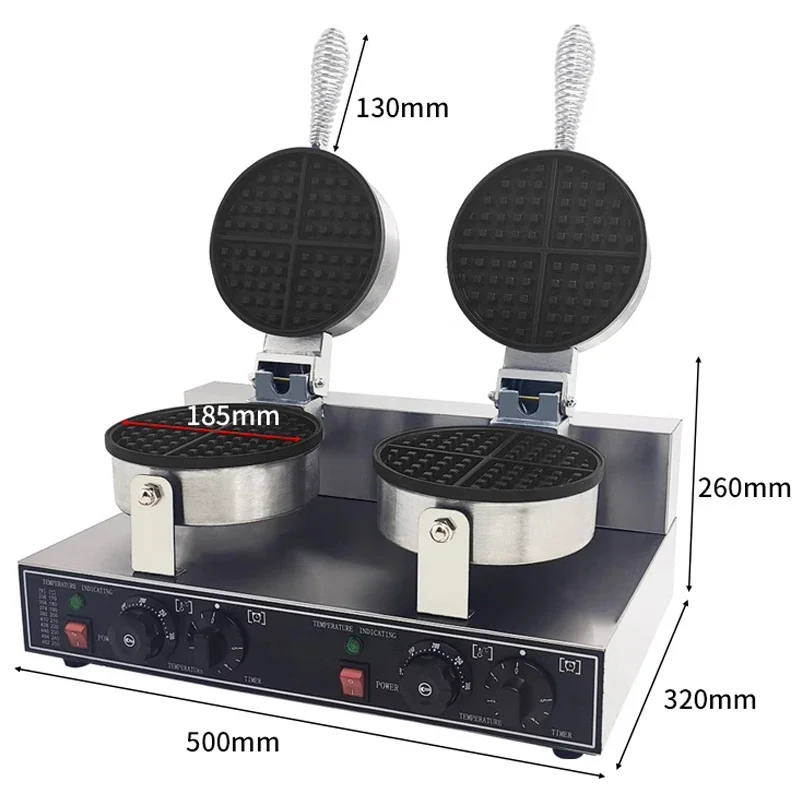 Commercial Stainless Steel Double Head Ice Cream Cone Making Maker Electric Non Stick Cone Baker Oven Crispy Egg Roll Baking