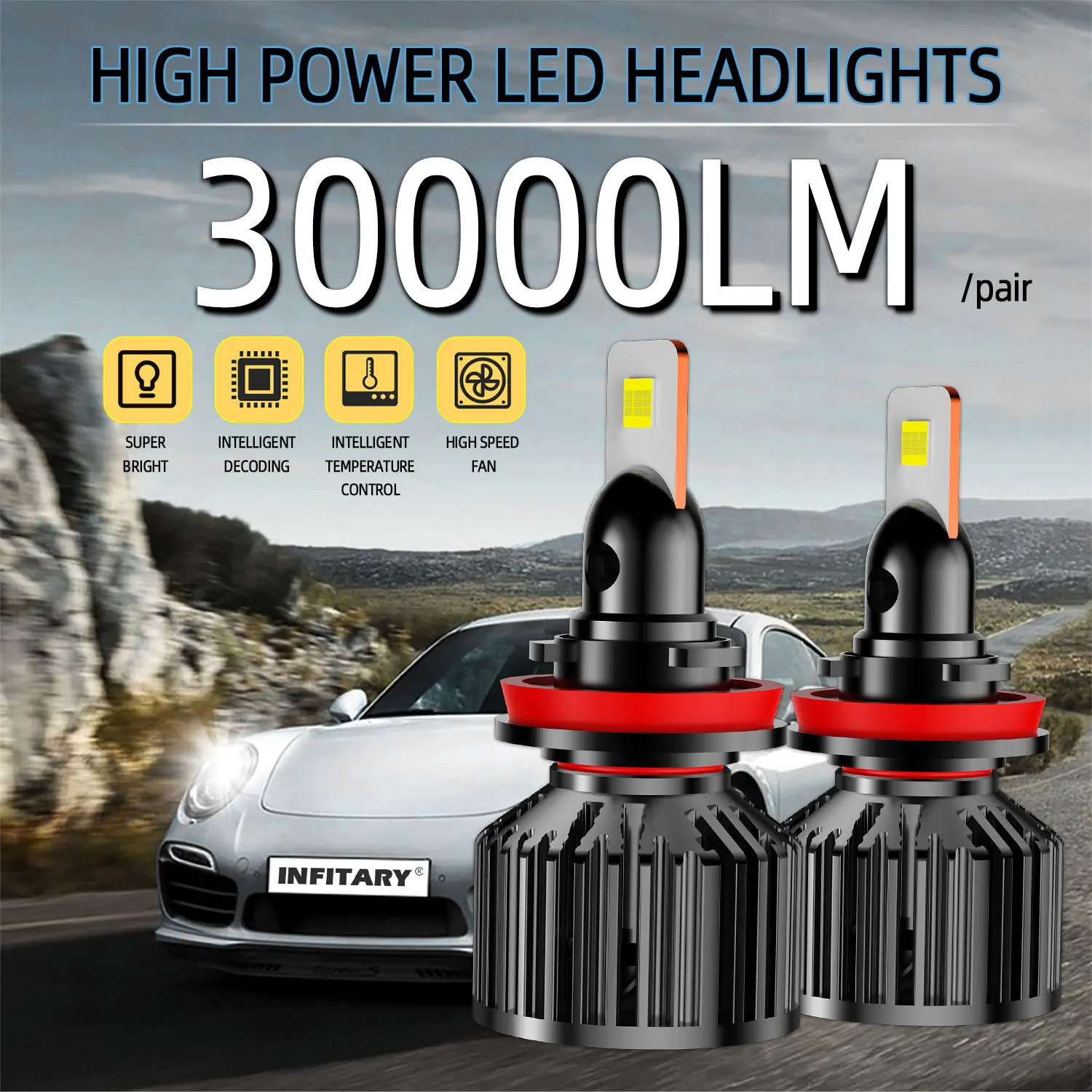 Real Power 110W LED Headlight H11 H7 H4 Super Bright Auto Bulb for 12V Car CANBUS Mini Lights for Vehicles Replace halogen lamp