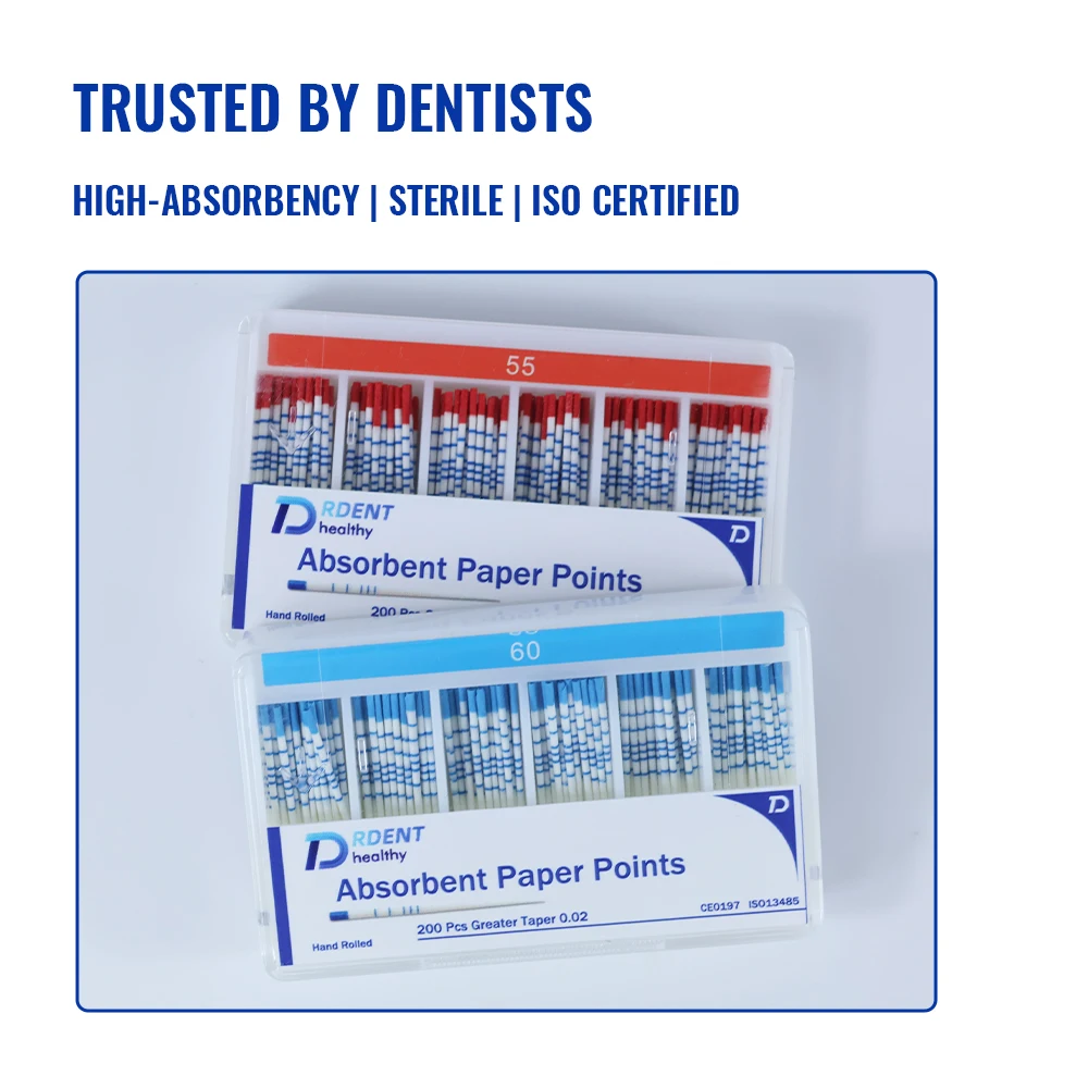 

DRDENT 3 Boxs Absorbent Paper Points Endodontic Cones 02 Taper With scale Root canal paper points PP Sterile High absorbency