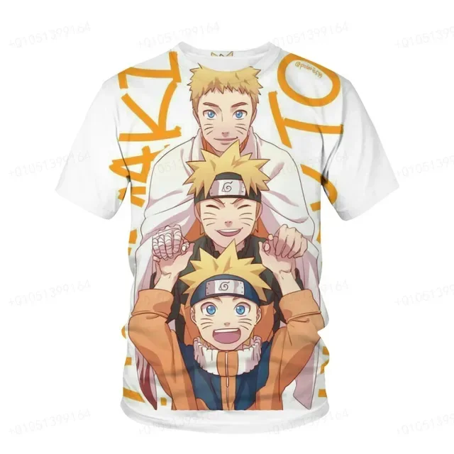 Naruto Shippuden Men's T-shirt Sasuke Boy Girl T-shirt 3D Print Akatsuki Short Sleeve MINISO Men's T-shirt Kakashi Mens Clothing