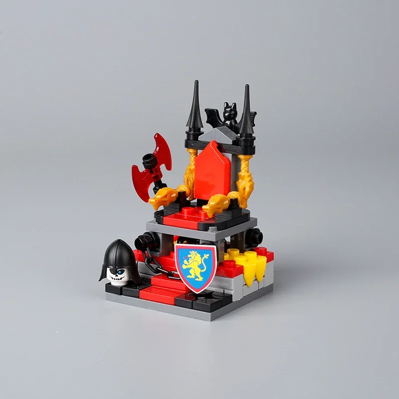 MOC Medieval Military Castle Throne Building Blocks Kit Knight Shield Soldiers Figures Viking Pirate Weapons Bricks Toys Gift