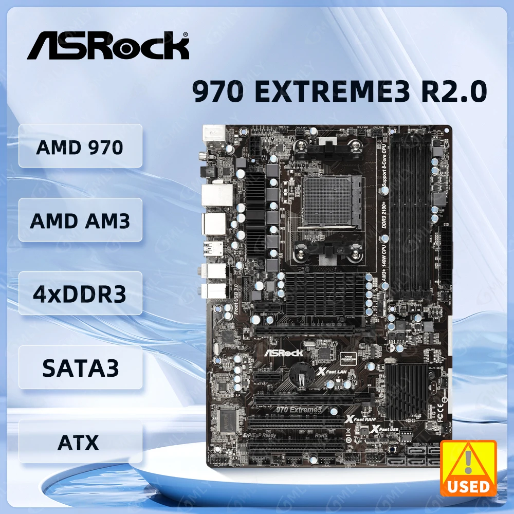 Socket AM3/AM3+ Motherboard ASRock 970 EXTREME3 DDR3 32GB AMD 970 Motherboard SATA III PCI-E 2.0 USB2.0 ATX For Phenom II X6/X4