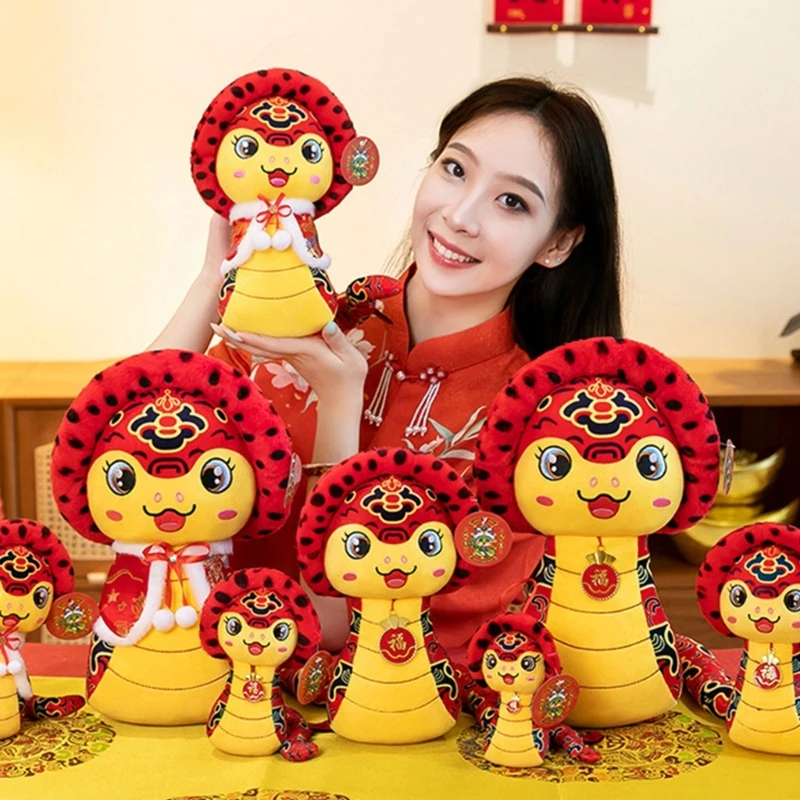 77HD Year of 2025 Snake Stuffed Pillow Plush Chinese New Year Festival Home Office Decoration Couch Pillow Cuddly Mascots Toy