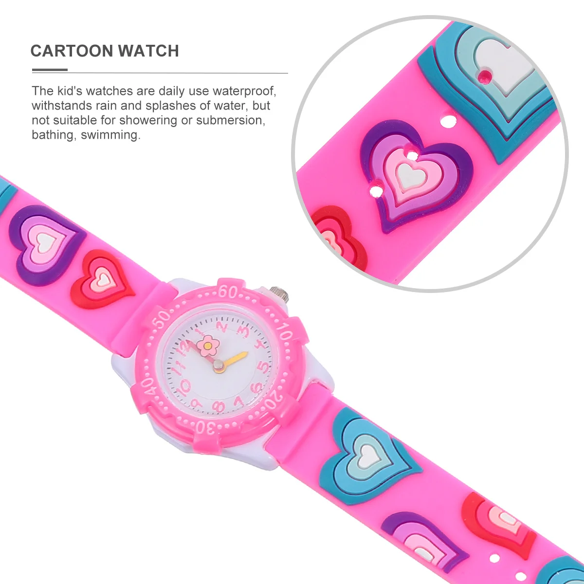 Watch Cartoon Floral Pattern Watch for Daily Use Waterproof Splash Resistant Adjustable Strap Wristwatch for