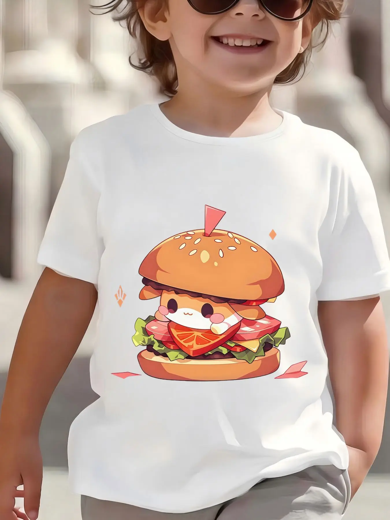 Kids Boys Girls Family Matching T Shirt Bunny Burger Print Short Sleeve Crew Neck Soft Casual Parent Child Daily Party Wear Tee