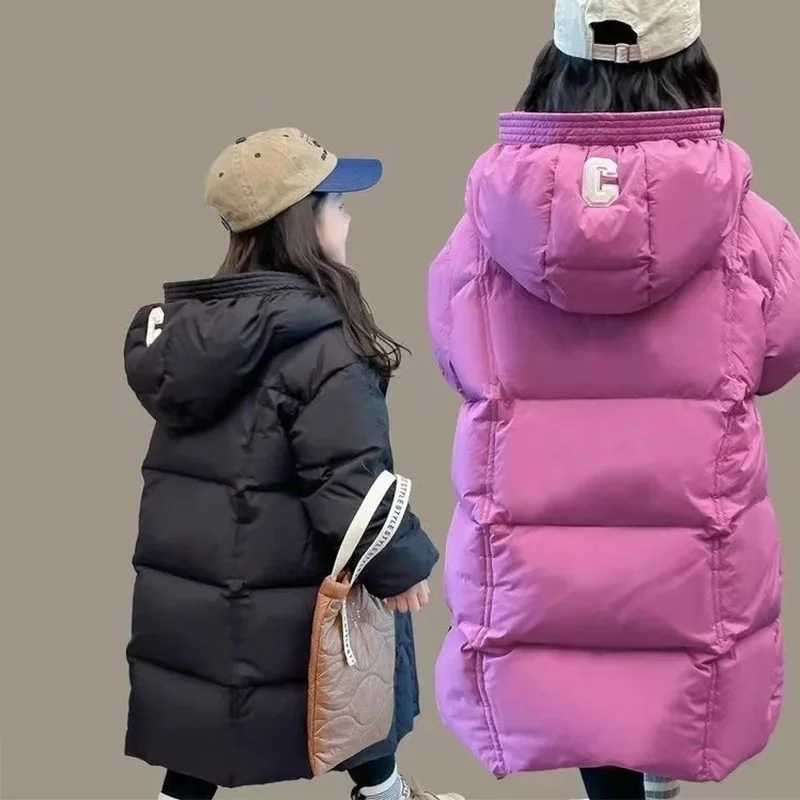 New children's coat with thick hood and warm insulation for children aged 3-10, outdoor parka coat for girls, winter clothing