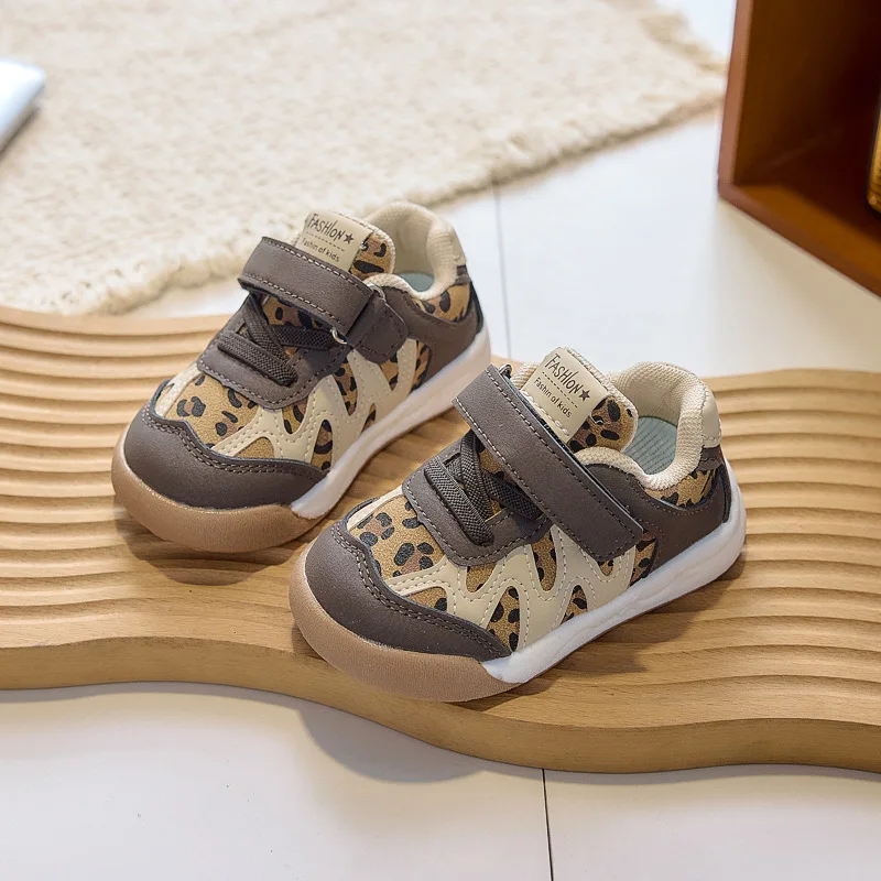 Leopard Print Fashion Sneakers Children Fashion Casual Kids Platform Sports Striped Shoes Low Comfortable Vulcanized Sneakers