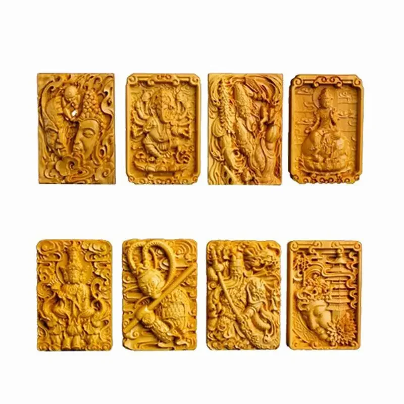 Boxwood Carving 4 Six No-matter Car Pendant Amulet Guan Gong Guanyin Tathagata Handlebar Hanging Panyan Get Rich