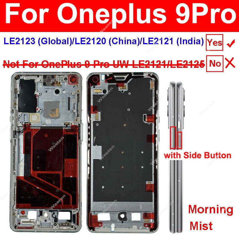 For One Plus Oneplus 1+ 9 9R 9Pro 9RT 10Pro Middle Frame Housing Rear Middle Frame Housing with Side Button Plate Chassis Parts