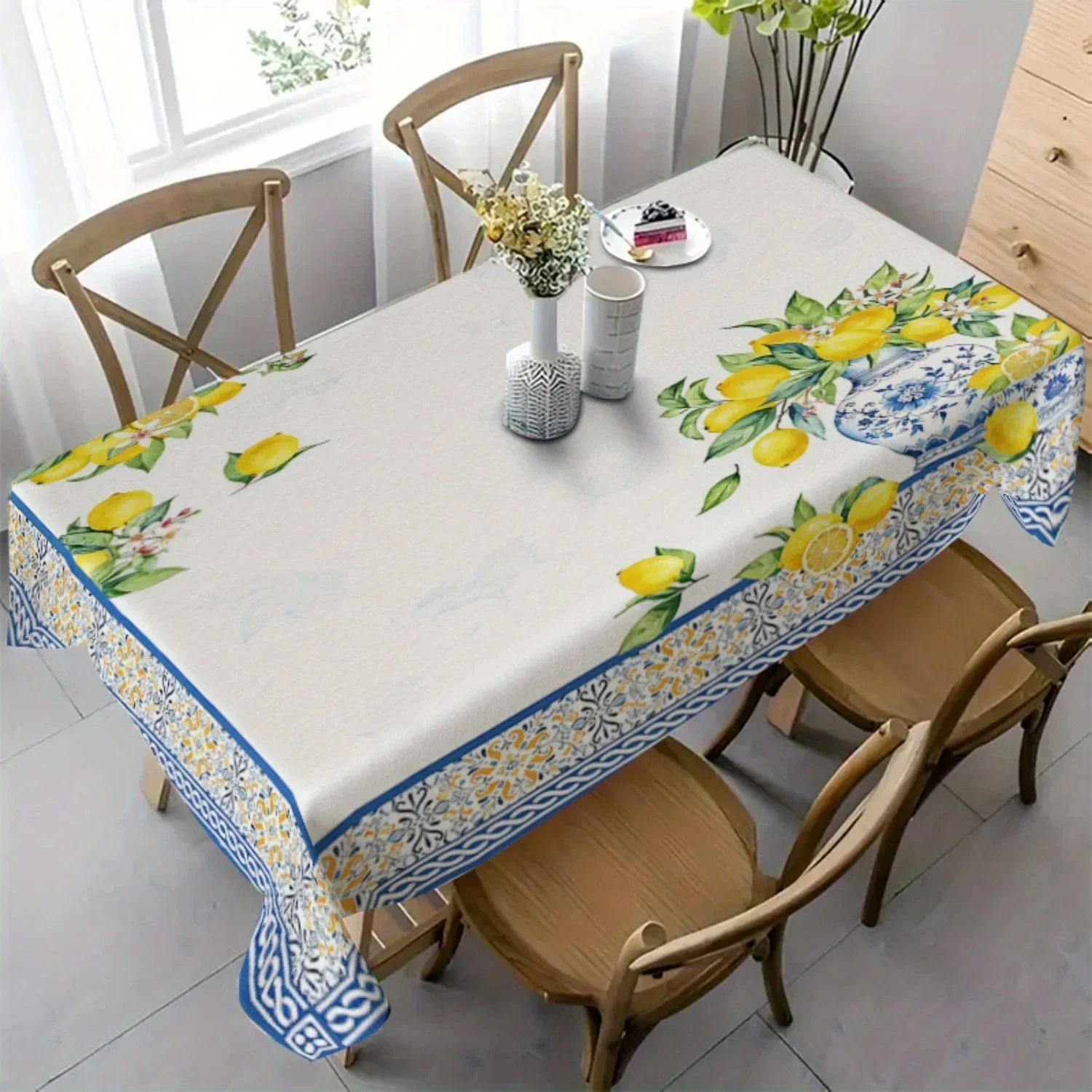 Lemon Mediterranean pattern tablecloth, wedding decoration, summer decoration, outdoor garden decorationxzj