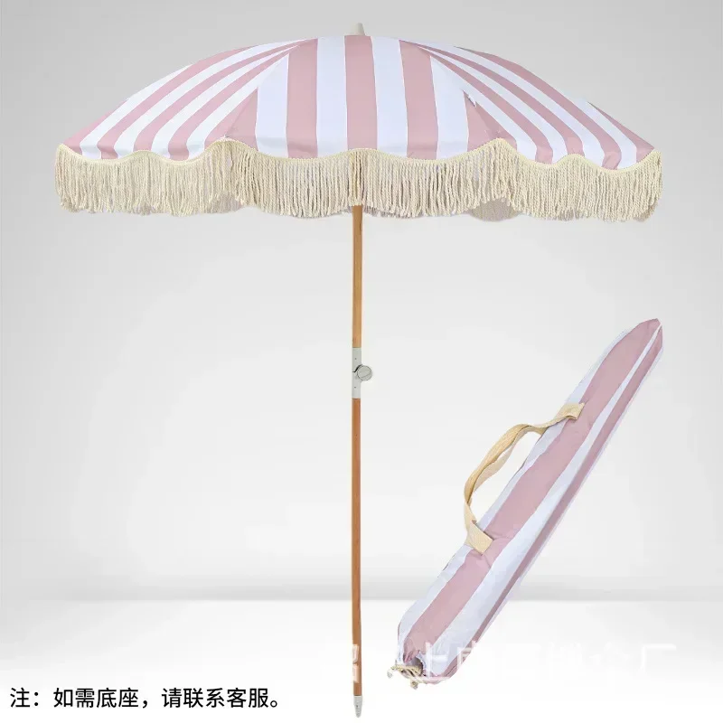 Outdoor Beach Umbrella Beach Leisure Sunscreen Tassel Sunshade Umbrella Hotel Decoration Courtyard Umbrella Landscape