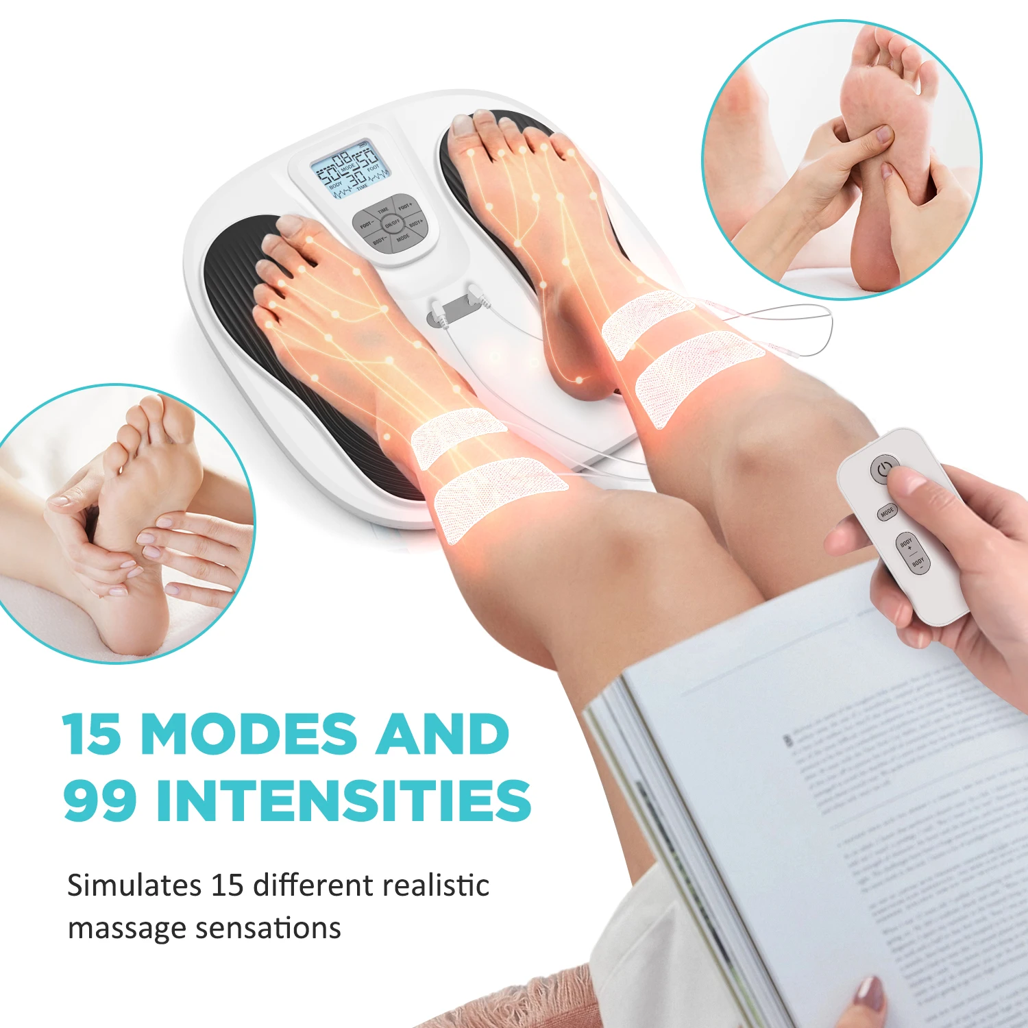 EMS Foot Massager Feet Stimulator for Neuropathy Feet Nerve Electric Foot Massager for Circulation and Pain Relief