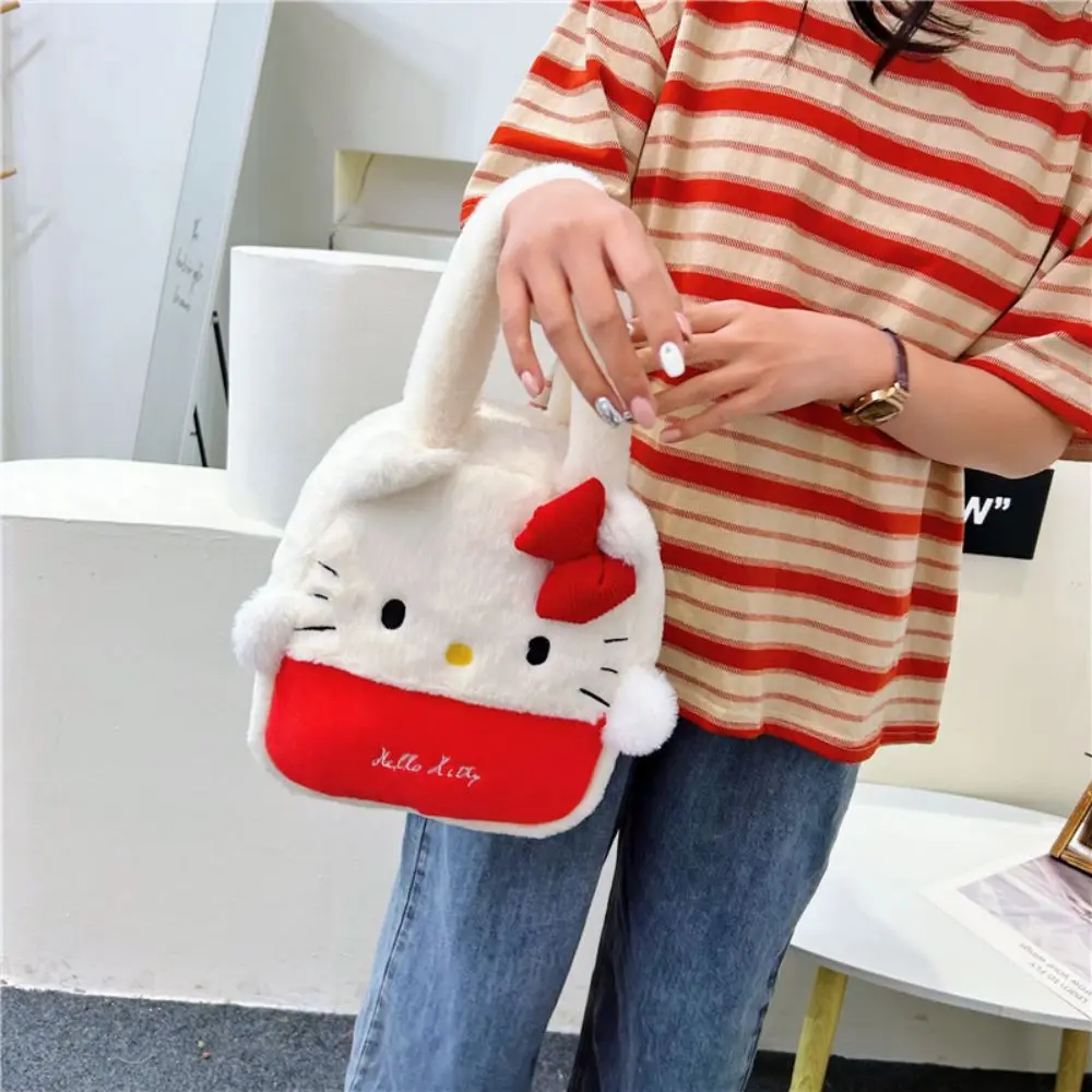 Sanrio Kuromi Plush Bag Cute Hello Kitty Melody Handbags For Women Y2k Tote Bag New Japan Lolita Bag Fashion Casual Bag